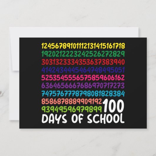 Invitation Numéros mathématiques 100e Jour de l'école Enseign (Devant)