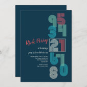 Invitation Numéros rétro Fête d'anniversaire (Devant / Derrière)