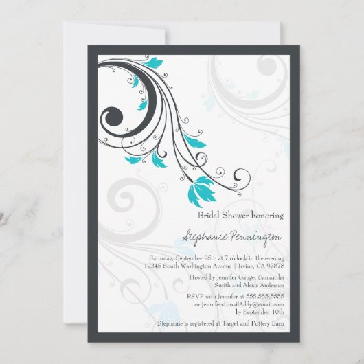 Invitation nuptiale à la douche à remous chic et m (Devant)
