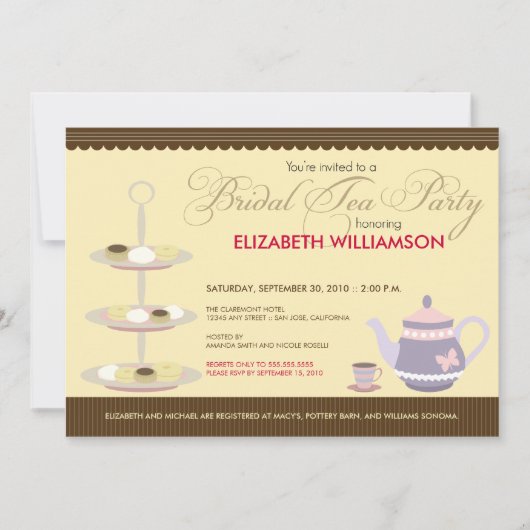 Invitation nuptiale avec du charme de thé (jaune) (Devant)