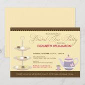 Invitation nuptiale avec du charme de thé (jaune) (Devant / Derrière)