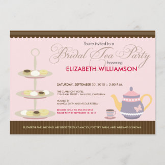 Invitation nuptiale avec du charme de thé (pink)