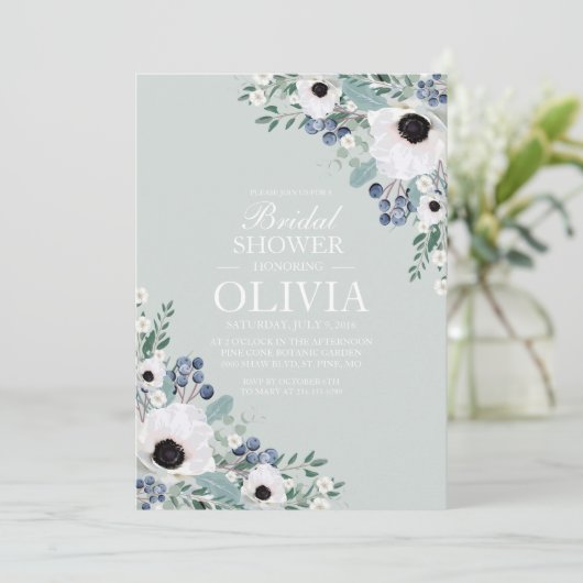 Invitation nuptiale blanc anémone sauge vert (Debout devant)