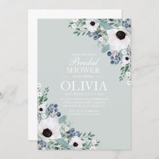 Invitation nuptiale blanc anémone sauge vert
