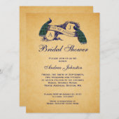 Invitation nuptiale bleue de douche du cru | de (Devant / Derrière)