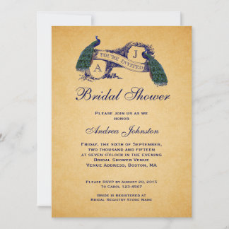 Invitation nuptiale bleue de douche du cru | de