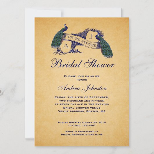 Invitation nuptiale bleue de douche du cru | de (Devant)