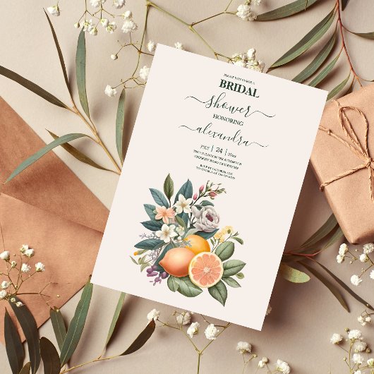 Invitation nuptiale d'agrumes rustique