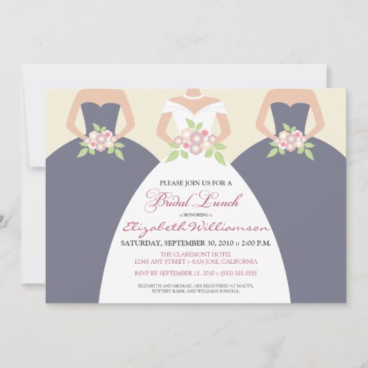 Invitation nuptiale de brunch de jeune mariée et (Devant)