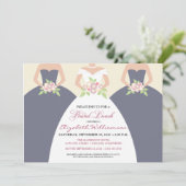 Invitation nuptiale de brunch de jeune mariée et (Debout devant)