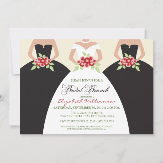 Invitation nuptiale de brunch de jeune mariée et (Devant)