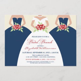 Invitation nuptiale de brunch de jeune mariée et