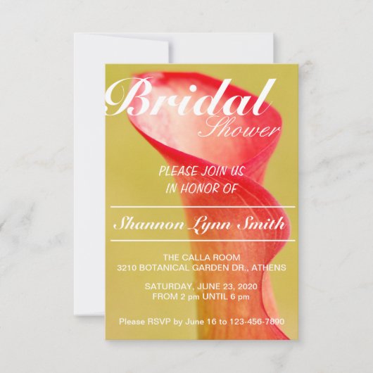 Invitation nuptiale de Calla Lily (Devant)