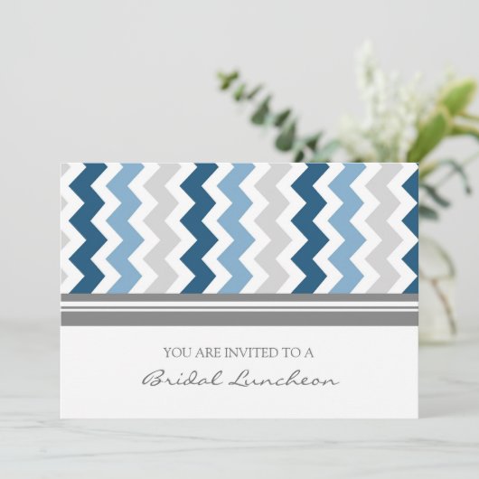 Invitation nuptiale de déjeuner de Chevron de gris (Debout devant)