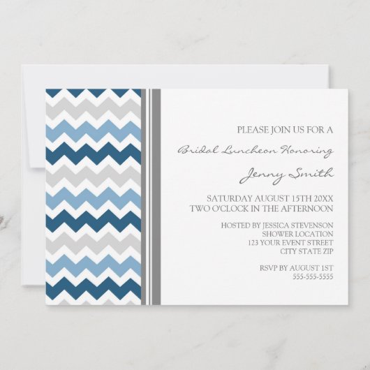 Invitation nuptiale de déjeuner de Chevron de gris (Dos)