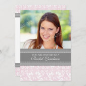 Invitation nuptiale de déjeuner de photo grise (Devant / Derrière)