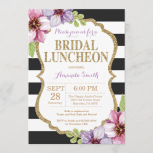 Invitation nuptiale de déjeuner d'or noir pourpre