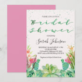 invitation nuptiale de douche de cactus succulent (Devant / Derrière)
