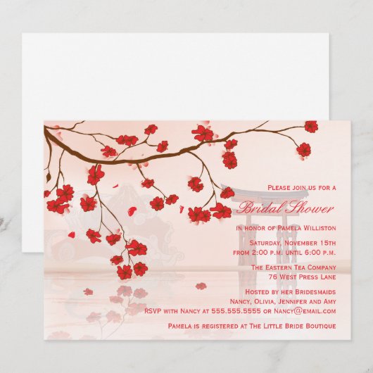 Invitation nuptiale de douche de fleurs de (Devant / Derrière)