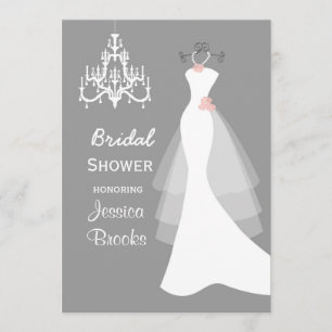 Invitation nuptiale de douche de lustre de robe de