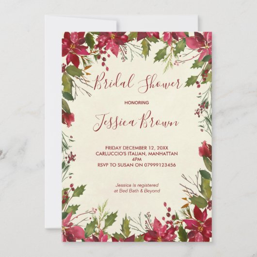 Invitation nuptiale de douche de vacances d'hiver (Devant)