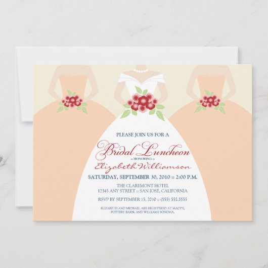 Invitation nuptiale de jeune mariée et de déjeuner (Devant)