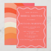 Invitation nuptiale de la ligne orange et rose rét (Devant / Derrière)