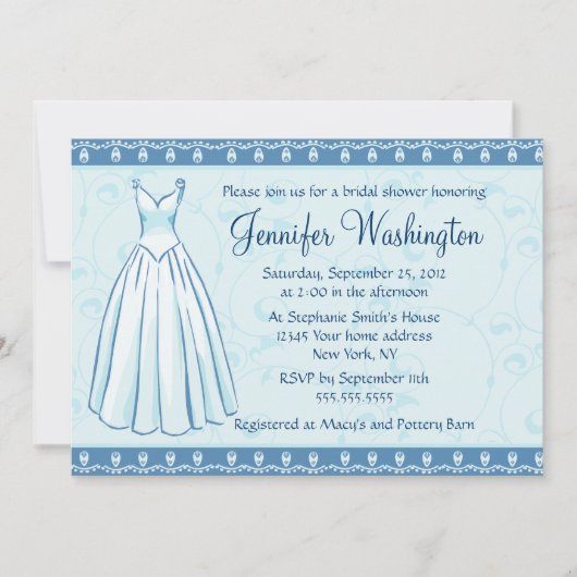 Invitation nuptiale de la partie de douche de robe (Devant)