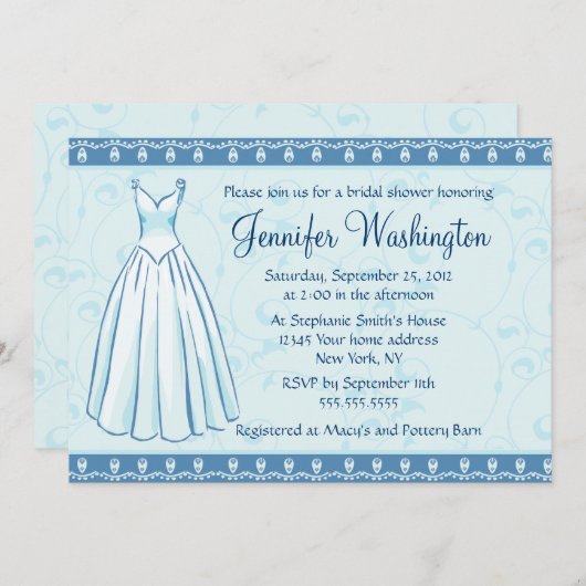 Invitation nuptiale de la partie de douche de robe (Devant / Derrière)