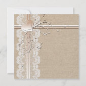 Invitation nuptiale de luxe Lace Heart Burlap (Dos)