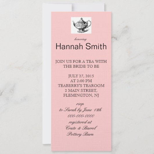 Invitation nuptiale de thé (Dos)