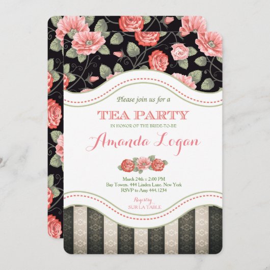 Invitation nuptiale de thé (Devant / Derrière)
