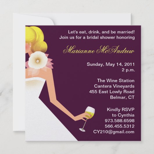 invitation nuptiale de vin sans fleur (Devant)