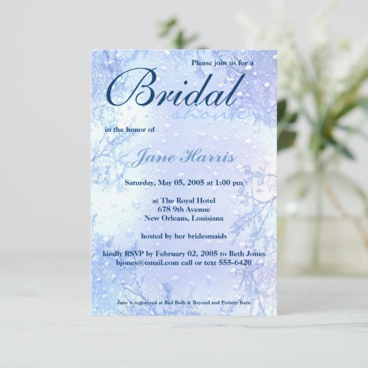 invitation nuptiale élégant de douche de bleu (Debout devant)