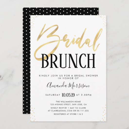 Invitation nuptiale élégante de brunch (Devant / Derrière)