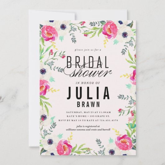Invitation nuptiale FLORALE DE BOHÈME de douche (Devant)
