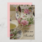 Invitation nuptiale florale de thé (Devant / Derrière)