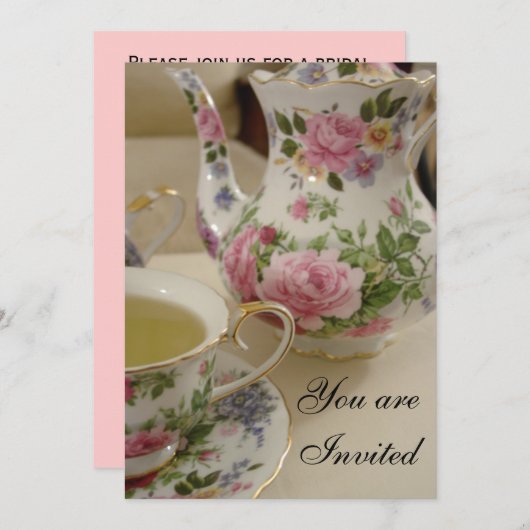 Invitation nuptiale florale de thé (Devant / Derrière)