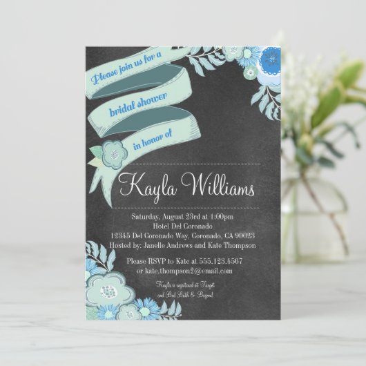 Invitation nuptiale florale Teal de douche de (Debout devant)