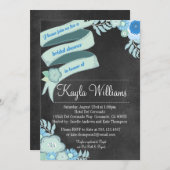 Invitation nuptiale florale Teal de douche de (Devant / Derrière)