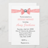 Invitation nuptiale Glam Peach Diamond Bow (Devant / Derrière)