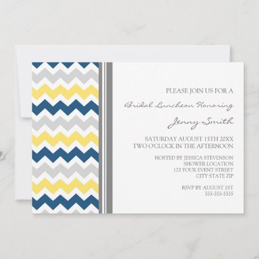 Invitation nuptiale grise de déjeuner de Chevron (Dos)