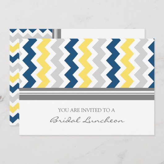 Invitation nuptiale grise de déjeuner de Chevron (Devant / Derrière)