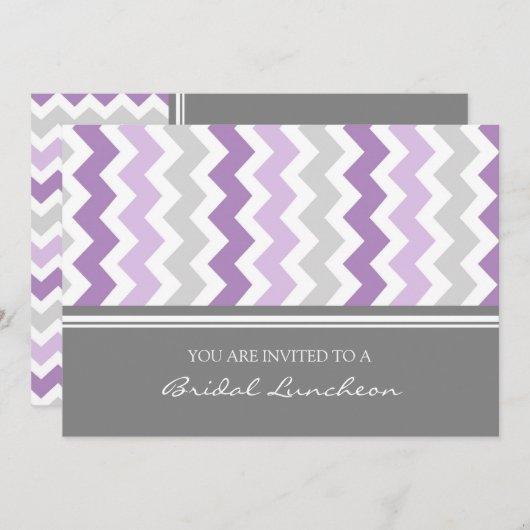 Invitation nuptiale grise pourpre de déjeuner de (Devant / Derrière)