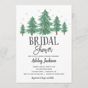 Invitation nuptiale hiver douche verte Bois
