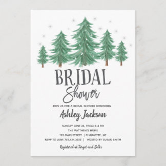 Invitation nuptiale hiver douche verte Bois