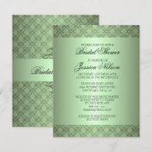 Invitation nuptiale Luxury Green Damask Swirls (Devant / Derrière)
