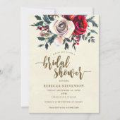 invitation nuptiale moderne florale de douche (Devant)