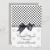Invitation nuptiale noire et blanche de douche de (Devant / Derrière)