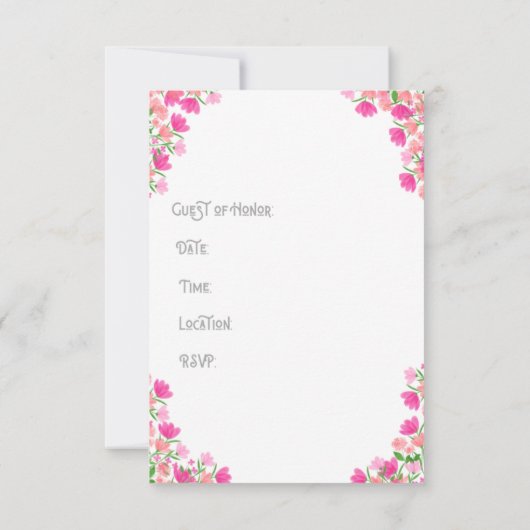 Invitation nuptiale rose et pêche #1 (Dos)